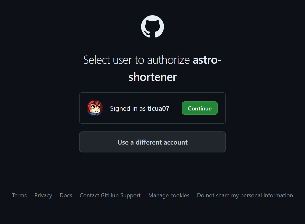 Github's OAuth sign in page